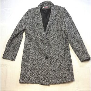 VTG NYC New York Girl Tweed Coat Jacket Black White Herringbone Size‎ 8